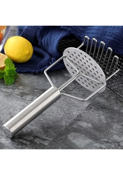 Paslanmaz Çelik Yaylı Patates Ezici - 24,5 cm Patates Presi | Ergonomik Saplı Sebze Ezme Aleti | Püre Yapıcı | modelleri