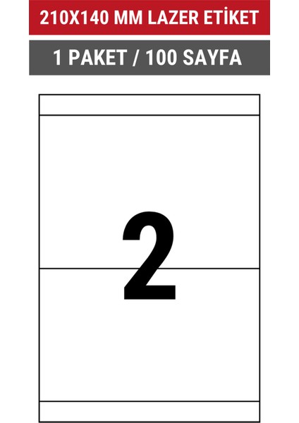 210x140mm Lazer Etiket | 1 Paket | 100 Sayfa | No: 2 | Ofis, Ambalaj, Etiketleme | Yapışkanlı indirimleri