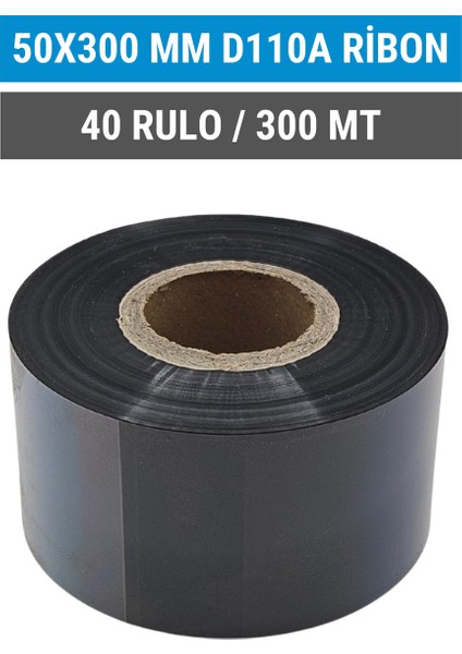 50x300mm D110a Ribon | 40 Rulo | 300 Mt | Dayanıklı | Tekstil, Yıkama, Etiketleme | Termal Transfer