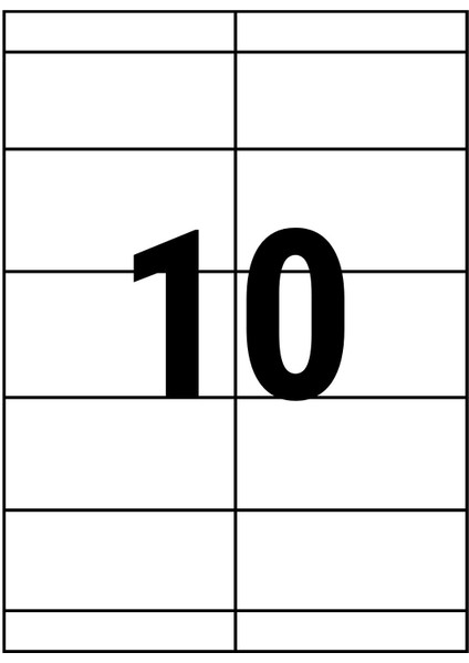 105x56mm Lazer Etiket | 1 Paket | 100 Sayfa | No: 10 | Ofis, Ambalaj, Etiketleme | Yapışkanlı