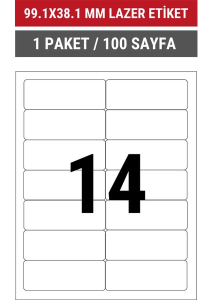 99.1x38.1mm Lazer Etiket | 1 Paket | 100 Sayfa | No: 14 | Ofis, Ambalaj | Yuvarlak | Yapışkanlı indirimleri