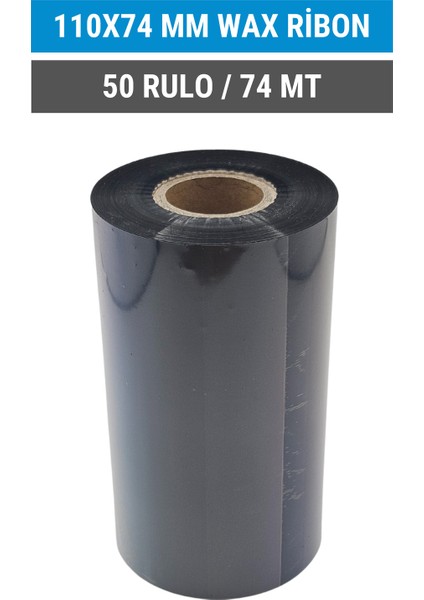 110x74mm Wax Ribon | 50 Rulo | 74 Mt | Dayanıklı | Ambalaj, Lojistik, Depo | Termal Transfer