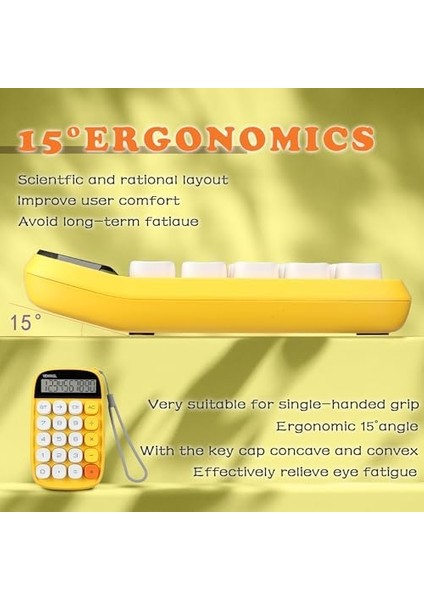 Hesap Makinesi, Sarı Hesap Makinesi Sevimli 10 Haneli Büyük LCD Ekran ve Düğmeler, Günlük Yaşam ve Temel Ofis Çalışmaları Için Harika Büyük LCD Ekranlı Hesap Makinesi modelleri