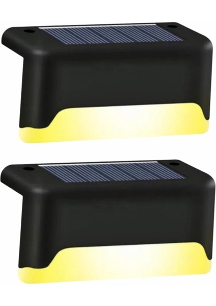 2 Adet LED Solar Güneş Enerjili, Merdiven,, Bahçe, Balkon ve Çit Lambası, Köşebent, Su Geçirmez Water Proof Solar Lamba Gün Işığı, Güneş Enerjili Aydınlatma