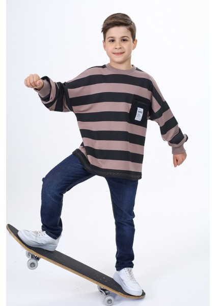 Erkek Çocuk Çizgili Sweatshirt