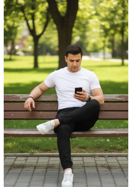 Erkek Beli Paçası Lastikli Esnek Kargo Cep Siyah Jogger Pantolon fırsatları