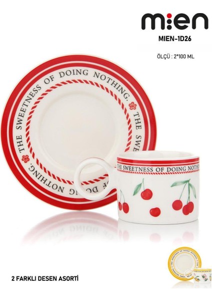 2’li Kiraz Desenli Porselen Kahve Fincan Takımı – 90 ml (Sarı ve Kırmızı Renk Seçenekleri)