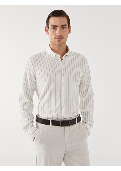 Yeni Sezon Slim Fit Uzun Kollu Çizgili Erkek Gömlek