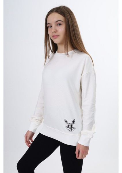 Kız Çocuk Baskılı Sweatshirt