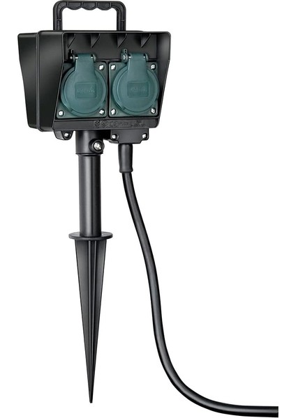 Bahçe/dış Mekan Prizi, 4'lü, Toprak Kazıklı (Hava Şartlarına Dayanıklı Plastik, Dış Mekan Prizi, Su Geçirmez Gövdeli, Kablo 10 M) Siyah