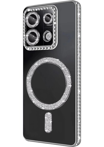 Xiaomi Redmi 13C Joke Simli Magneticsafe Kılıf - Gümüş modelleri