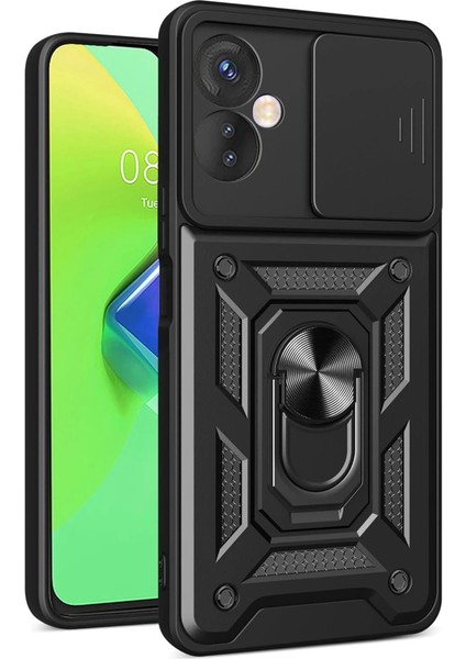 Infinix Hot 30 4g Kılıf Pars Lens Yüzüklü Silikon - Siyah