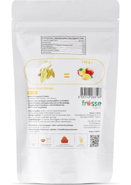 Freeze Dry Kurutulmuş Mango 130 gr fiyatları