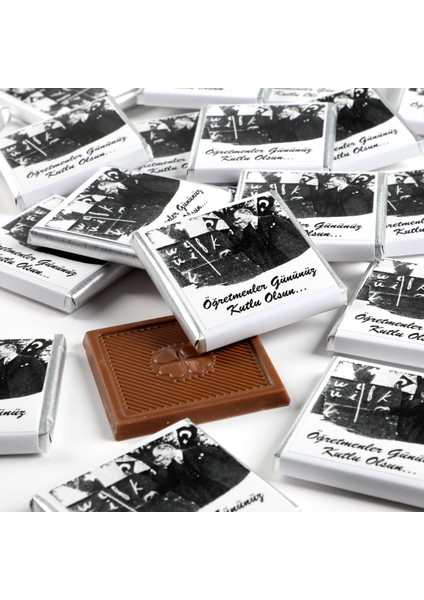 Atatürk Temalı Öğretmenler Günü Hediyesi (40 Adet Madlen Çikolata) (Asetat Kutu)