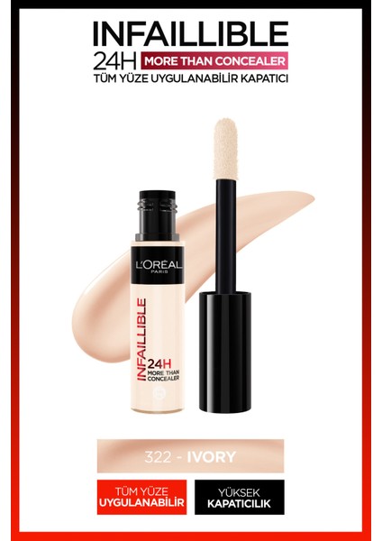 ınfaillible Tüm Yüze Uygulanabilir Kapatıcı 322 Ivory Concealer & L’oréal Paris Infaillable Automatic Jel Göz Kalemi 10 Bright Nude fiyatları
