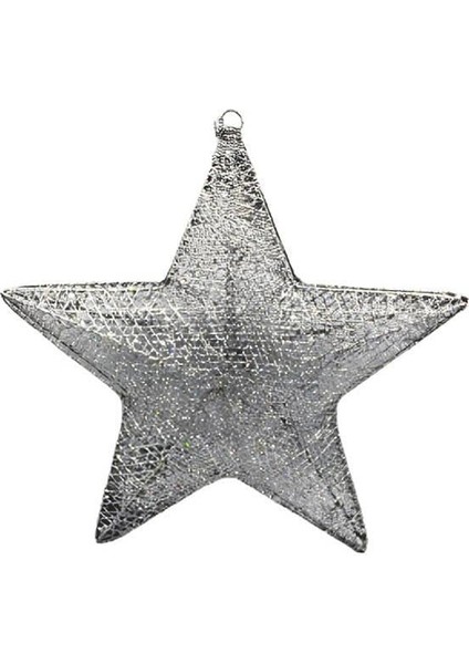 Yılbaşı Tel Yıldız 30CM 3 Boyutlu Gümüş