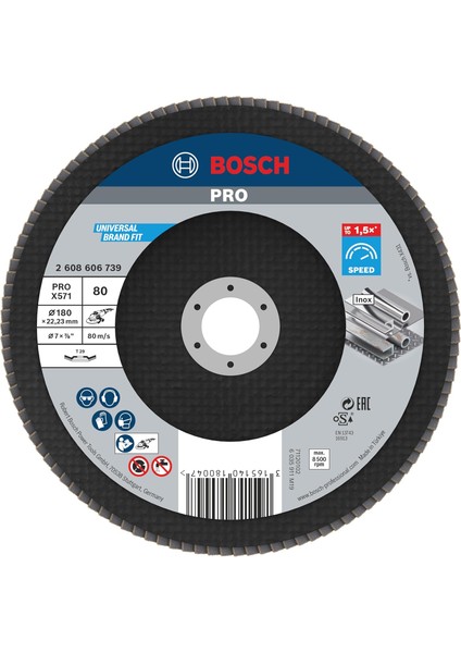 Professional Yelpaze Taşlama Diski (Açılı Taşlama Makinesi Için Farklı Malzemeler, Ø 180 Mm, Granülasyon 80)