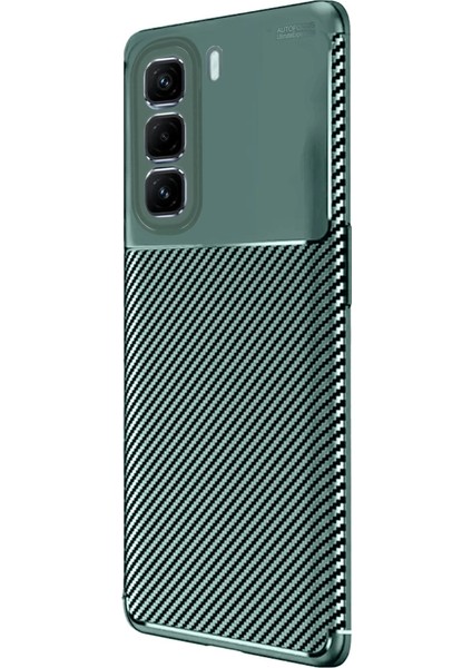 Infinix Hot 50 4g Kılıf Auto Focus Karbon Kapak - Koyu Yeşil fiyatları