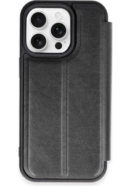 Iphone 15 Pro Max Kılıf Flip Cover - Siyah