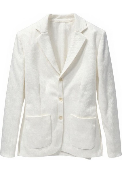 Erkek Beyaz Triko Blazer Hırka Ceket