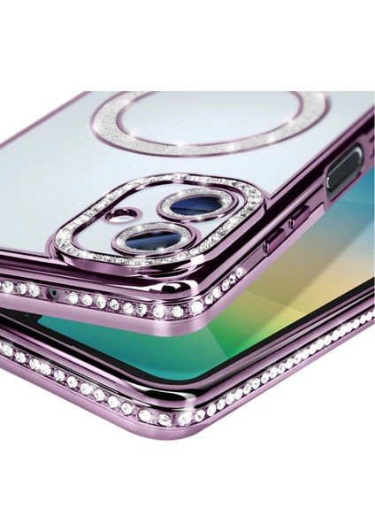 Samsung Galaxy A06 Joke Simli Magneticsafe Kılıf - Derin Mor modelleri