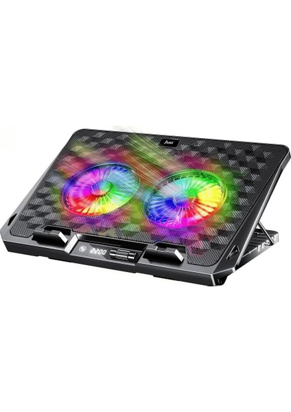 Juo Odin Rgb Işıklı Gaming 2200RPM Çift Fan LED Display Laptop Notebook Soğutucu Stand