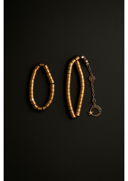 Doğal Bakır Tespih & Bileklik Seti – , Manyetik Güçlü , Türk Bayraklı, Kutulu