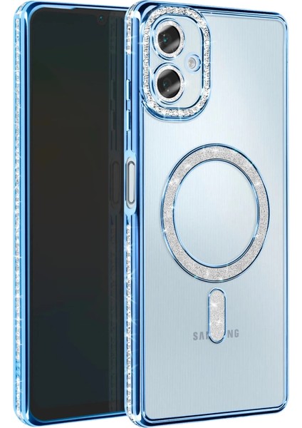 Samsung Galaxy A06 Joke Simli Magneticsafe Kılıf - Mavi