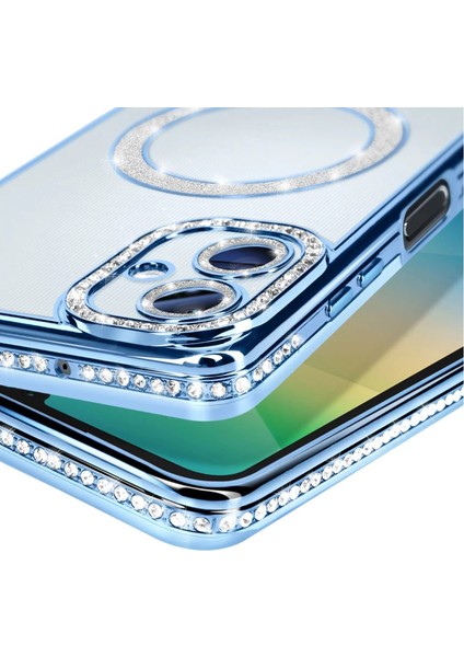 Samsung Galaxy A06 Joke Simli Magneticsafe Kılıf - Mavi modelleri