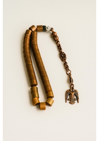 Doğal Bakır Tespih & Bileklik Seti –manyetik Güçlü, Çift Başlı Kartallı, Kutulu