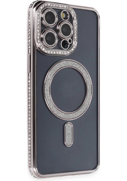 Iphone 14 Pro Kılıf Joke Simli Magneticsafe Kılıf - Gri