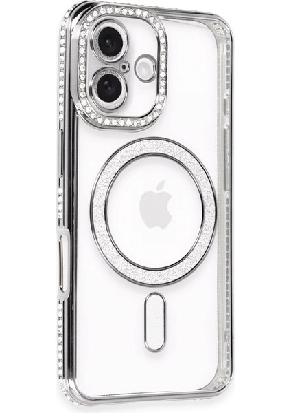 Iphone 16 Kılıf Joke Simli Magneticsafe Kılıf - Gri