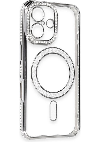 Iphone 16 Kılıf Joke Simli Magneticsafe Kılıf - Gri modelleri