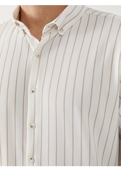 Yeni Sezon Slim Fit Uzun Kollu Çizgili Erkek Gömlek modelleri