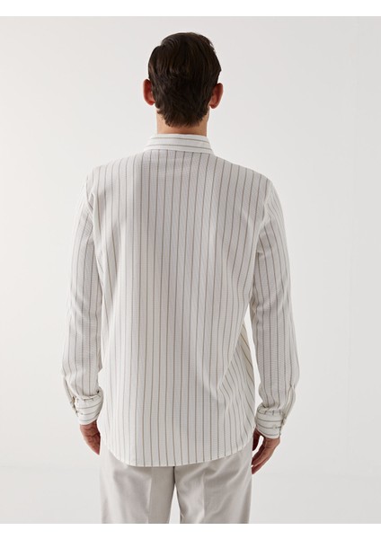 Yeni Sezon Slim Fit Uzun Kollu Çizgili Erkek Gömlek fırsatları