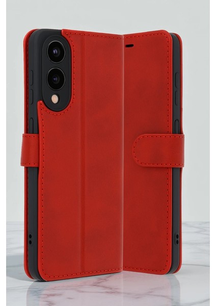 Samsung Galaxy S25 Edge Trend S Plus Kapaklı Kılıf - Kırmızı fiyatları