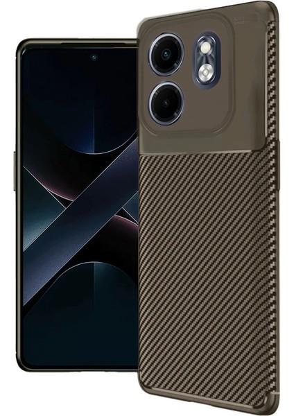 Infinix Smart 9 Kılıf Auto Focus Karbon Kapak - Kahverengi