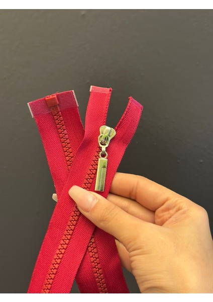 64X4 cm Dişli Kırmızı Fermuar