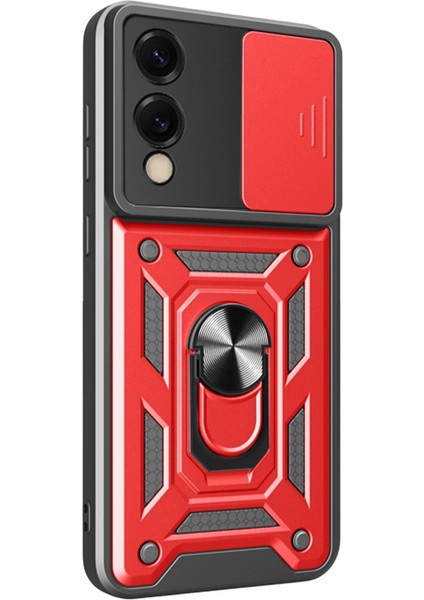 Samsung Galaxy S25 Edge Pars Lens Yüzüklü Silikon - Kırmızı modelleri