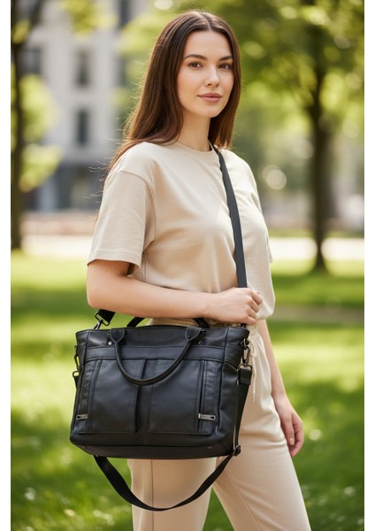 Kadın Askılı Yıkanmış Deri Çok Gözlü Yumuşak Çanta