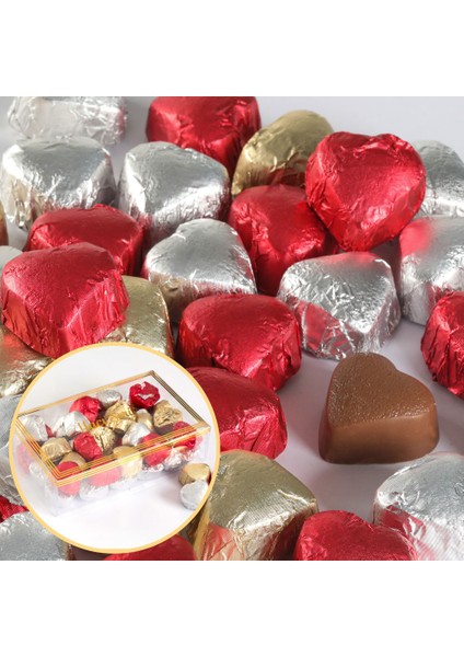 Yaldızlı Mini Kalp Çikolata 450g Asetat Kutu fırsatları