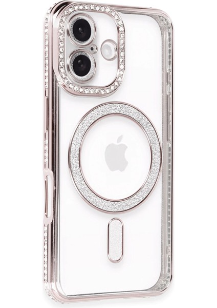 Iphone 16 Kılıf Joke Simli Magneticsafe Kılıf - Pembe