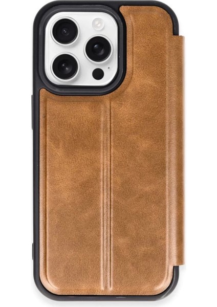 Iphone 15 Pro Max Kılıf Flip Cover - Taba