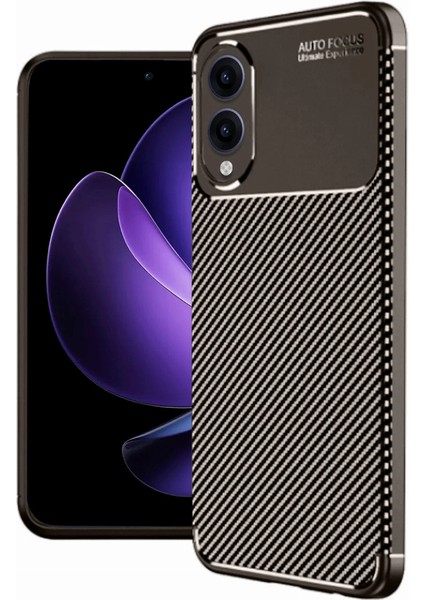 Samsung Galaxy S25 Edge Kılıf Auto Focus Karbon Kapak - Kahverengi