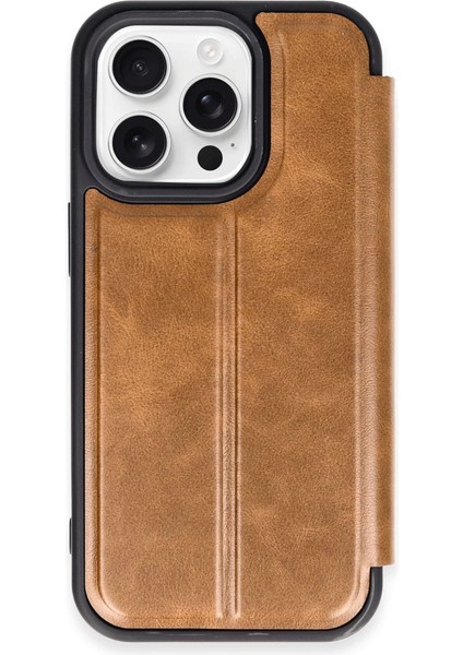 Iphone 14 Pro Kılıf Flip Cover - Taba