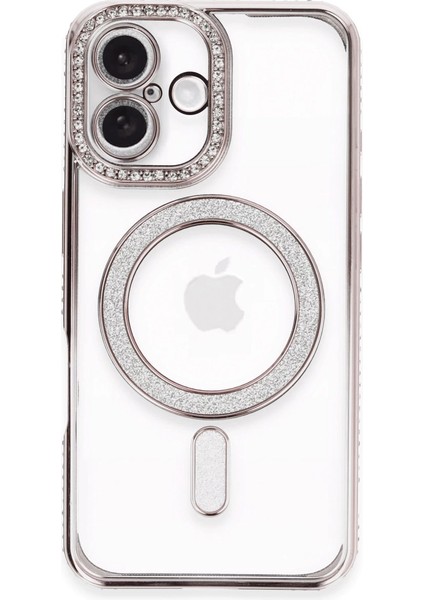 Iphone 16 Plus Kılıf Joke Simli Magneticsafe Kılıf - Pembe