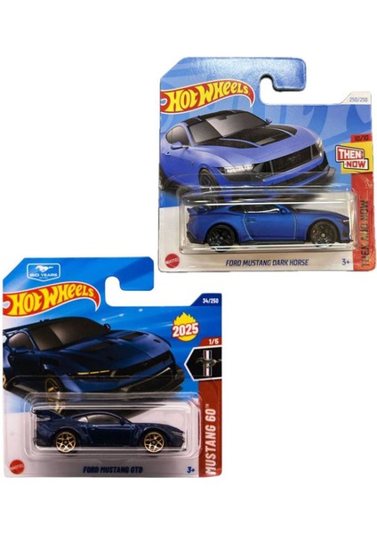 2 Araç Set - Hot Wheels Ford Mustang Dark Horse & Hot Wheels Ford Mustang Gtd (1/64) Mavi
