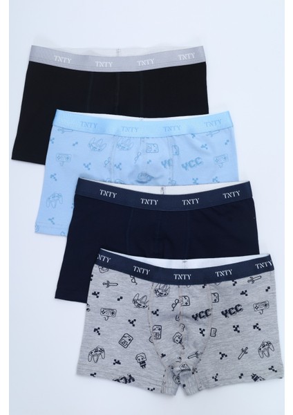 Erkek Çocuk Çok Desenli 4lü Paket Boxer