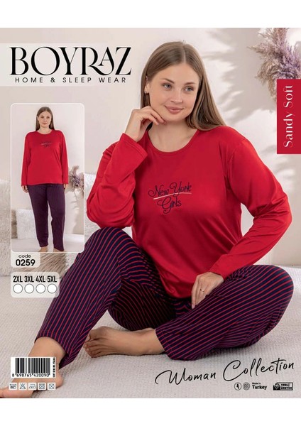 Boyraz 0259 Kadın Battal Sandy Uzun Kol Pijama Takımı