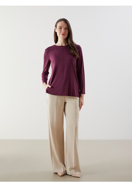 Yeni Sezon Bisiklet Yaka Taşlı Kadın Bluz fiyatları